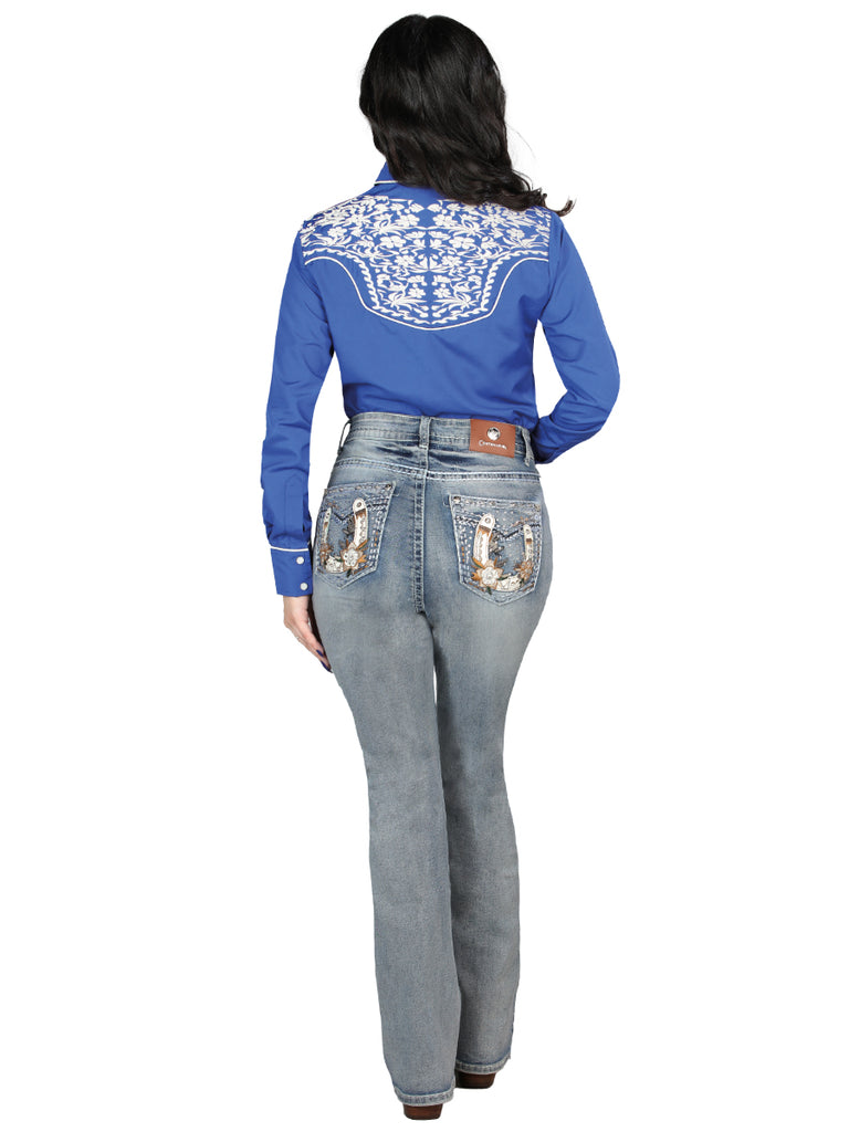 Pantalón de Mezclilla de Mujer Centenario Bootcut en Mezclilla Color Azul Claro 45027