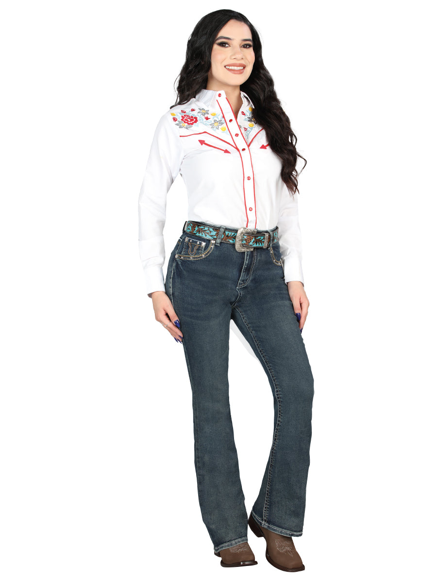 Pantalón de Mezclilla de Mujer Centenario Bootcut en Mezclilla Color Azul 45029