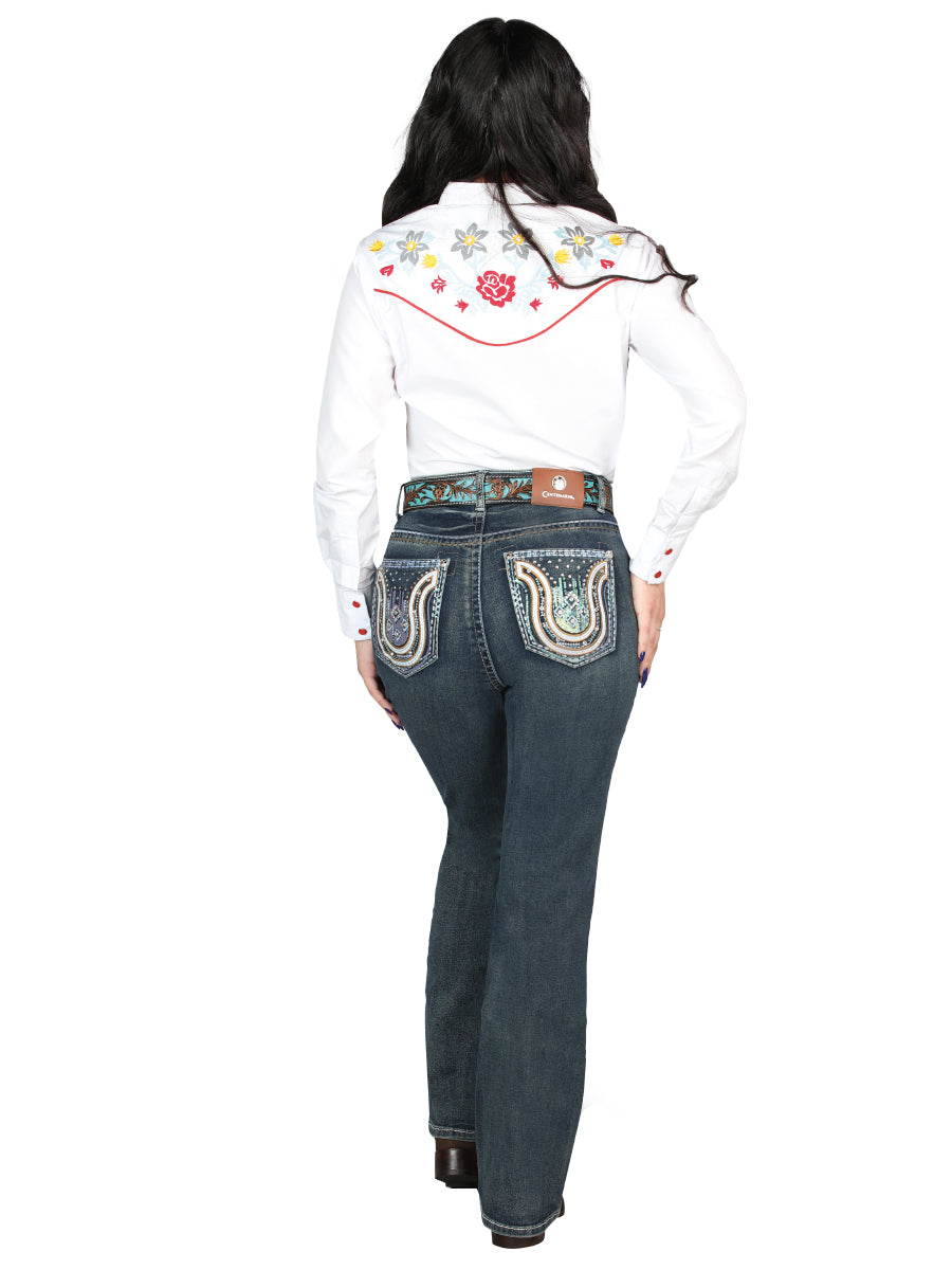 Pantalón de Mezclilla de Mujer Centenario Bootcut en Mezclilla Color Azul 45029