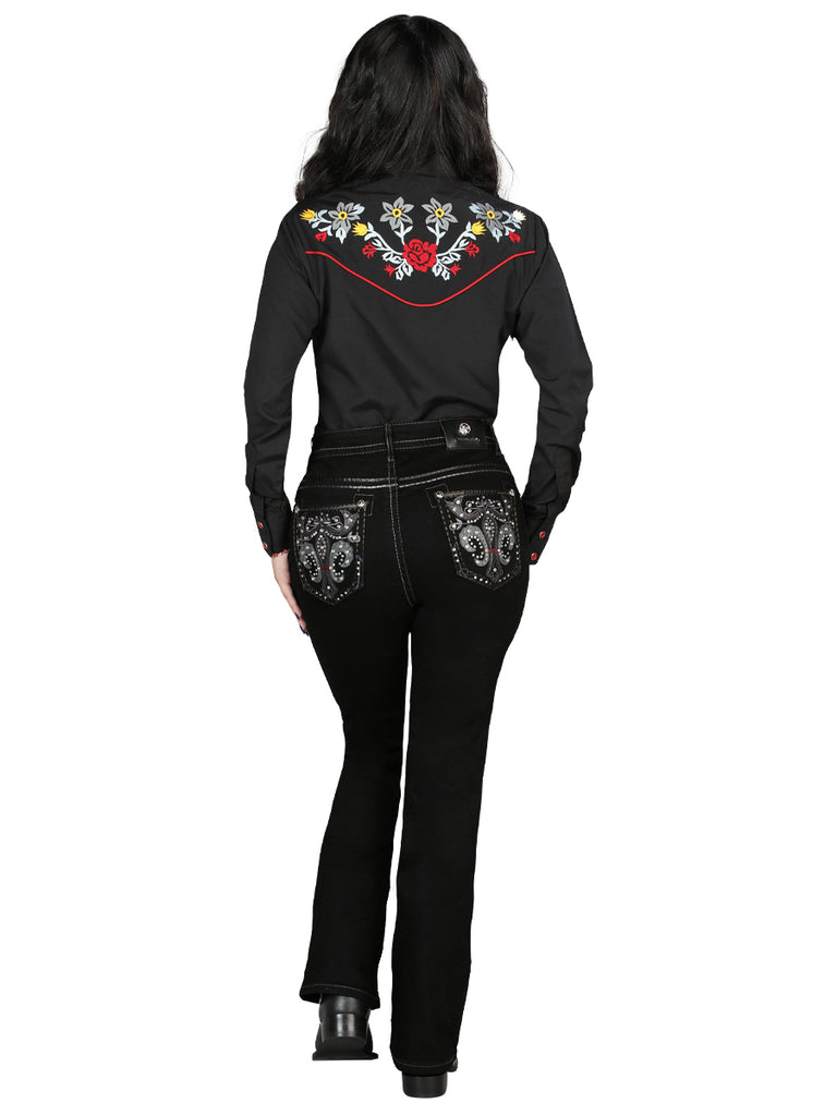 Pantalón de Mezclilla de Mujer Centenario Bootcut en Mezclilla Color Negro 45030