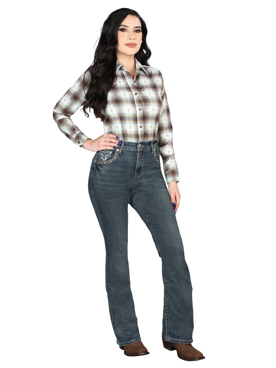 Pantalón de Mezclilla de Mujer Centenario Bootcut en Mezclilla Color Azul 45032