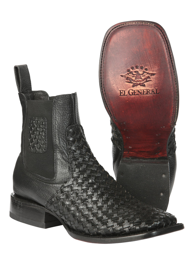 Botín Vaquero de Hombre El General Rodeo Tobillo en Tela Color Negro 45181