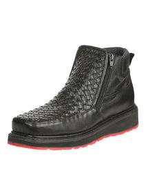 el General Caballero Negro Woven Tobillo Botas con Zipper 45183