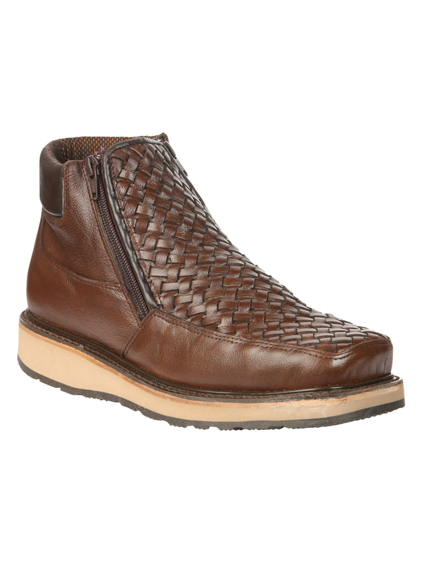 el General Caballero Café Woven Tobillo Botas con Zipper 45184