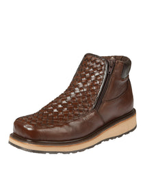 el General Caballero Café Woven Tobillo Botas con Zipper 45184