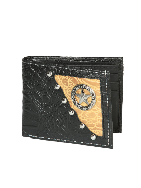 Cartera Imitacion El General Concho Piel Coco Negro 45266