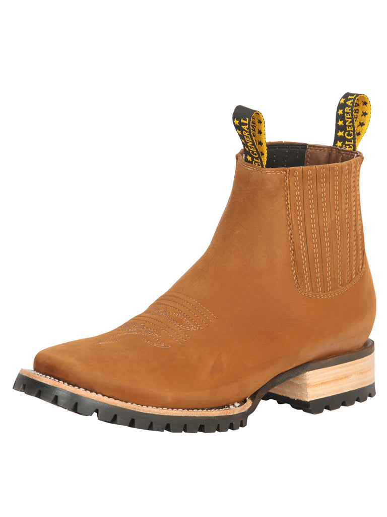 Botín Vaquero de Hombre El General Tobillo en Piel Nobuck Color Oro 45343