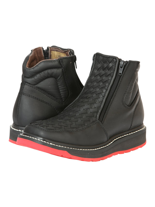 el General Caballero Tobillo Botas con Zipper Woven Petatillo - Negro 45358