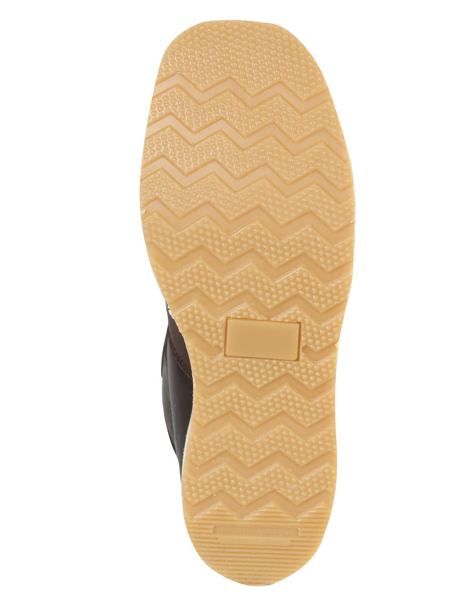 Sefeni Caballero Double Zipper Zapato Loco Piel - Choco 45395