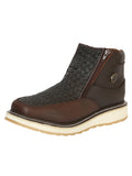 Sefeni Caballero Double Zipper Zapato Loco Piel - Choco El General Trabajo en Piel Crazy Color Chocolate 45395