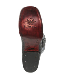 el General Caballero Negro Pitón Imitación Rodeo Botas 45398