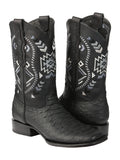 Bota Vaquera Rodeo Hombre El General Piel Bovino Grabado Pitón Negro - Modelo 45398