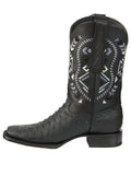 Bota Vaquera Rodeo Hombre El General Piel Bovino Grabado Pitón Negro - Modelo 45398