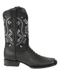 Bota Vaquera Rodeo Hombre El General Piel Bovino Grabado Pitón Negro - Modelo 45398