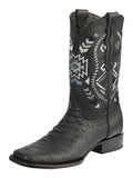 Bota Vaquera Rodeo Hombre El General Piel Bovino Grabado Pitón Negro - Modelo 45398