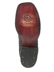 el General Caballero Piel Rodeo Botas Petatillo - Negro 45400