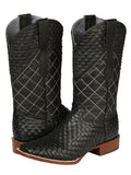 Bota Vaquera Rodeo Hombre El General Piel Bovino Petatillo Negro - Modelo 45438