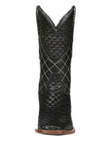 Bota Vaquera Rodeo Hombre El General Piel Bovino Petatillo Negro - Modelo 45438