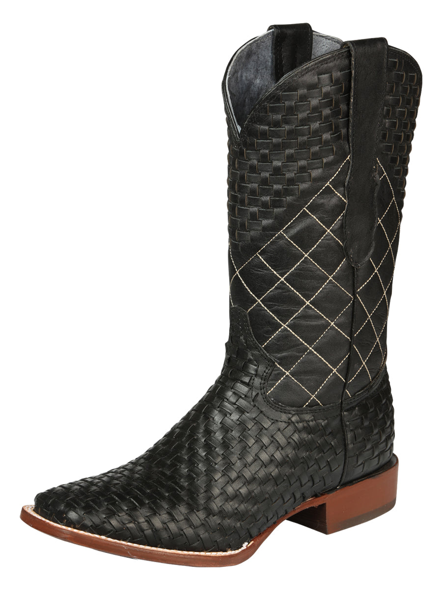 Bota Vaquera Rodeo Hombre El General Piel Bovino Petatillo Negro - Modelo 45438