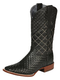 Bota Vaquera Rodeo Hombre El General Piel Bovino Petatillo Negro - Modelo 45438