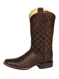 Bota Vaquera Rodeo Hombre El General Piel Bovino Petatillo Café - Modelo 45440
