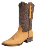 Bota Vaquera Rodeo Hombre El General Piel Crazy Bovino Papaya - Modelo 45526