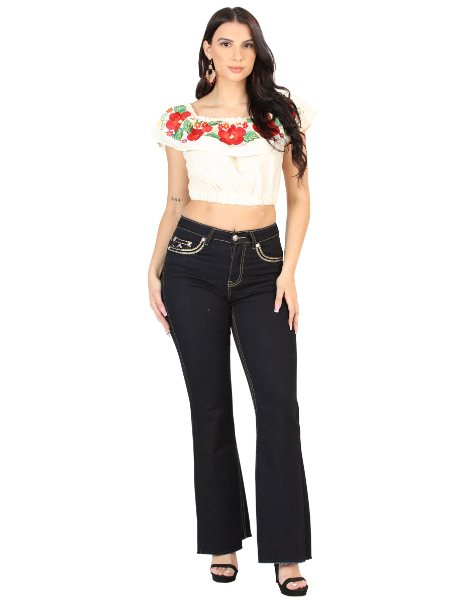 Pantalón de Mezclilla de Mujer Centenario Bootcut en Mezclilla Color Azul 45544