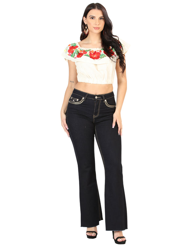 Pantalón de Mezclilla de Mujer Centenario Bootcut en Mezclilla Color Azul 45544