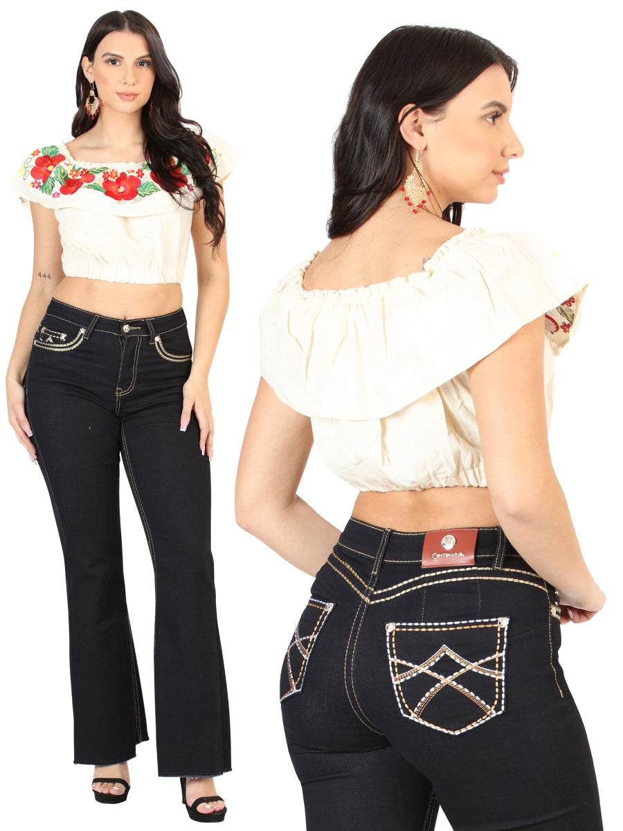 Pantalón de Mezclilla de Mujer Centenario Bootcut en Mezclilla Color Azul 45544