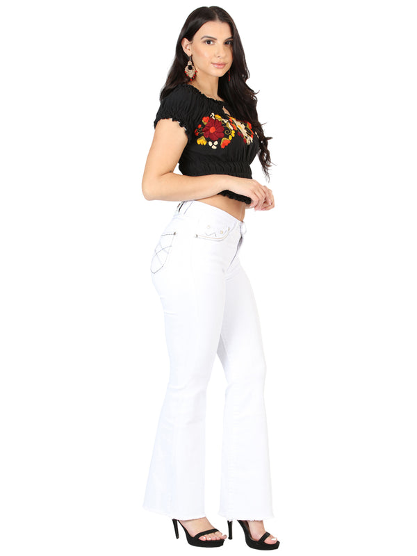 Pantalón de Mezclilla de Mujer Centenario Bootcut en Mezclilla Color Blanco 45545