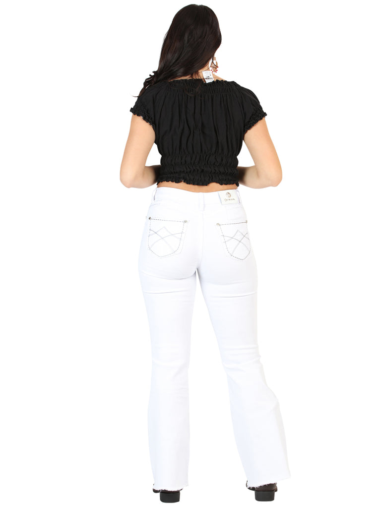 Pantalón de Mezclilla de Mujer Centenario Bootcut en Mezclilla Color Blanco 45545