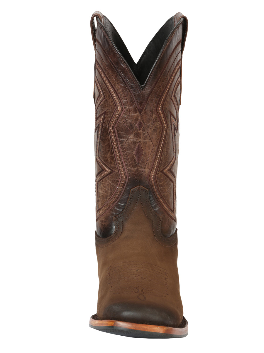 Bota Vaquera de Hombre El General Rodeo en Piel Nobuck Color Camel 45568