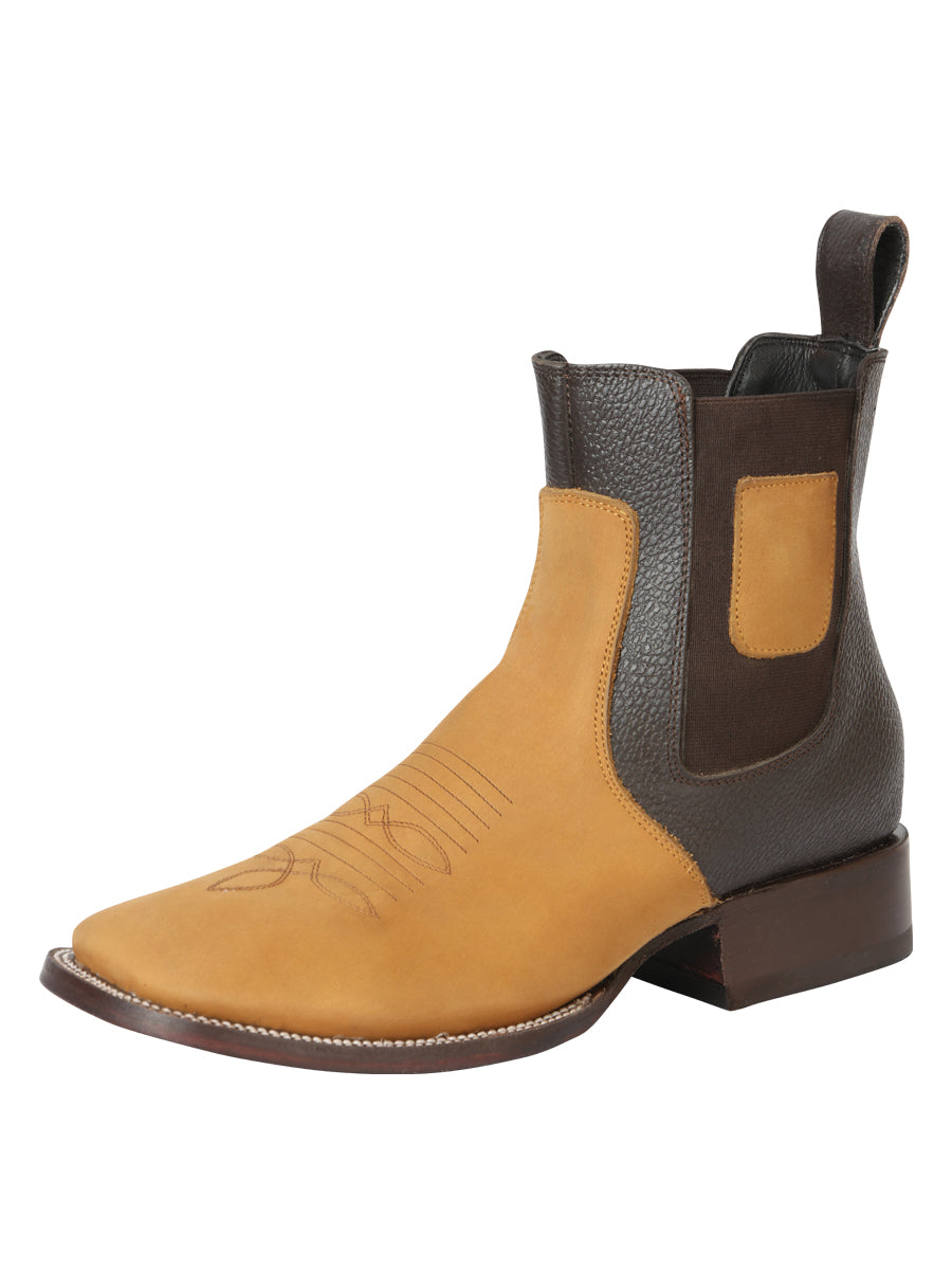Botín Vaquero de Hombre El General Tobillo en Piel Nobuck Color Miel 45582