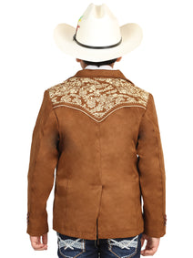 el General Niños' Gamuza Vaquero Bordado Blazer - Beige 45658