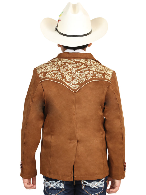 El General Niños' Gamuza Vaquero Bordado Blazer - Beige Bordada Color Beige 45658
