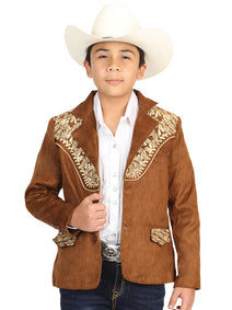 el General Niños' Gamuza Vaquero Bordado Blazer - Beige 45658