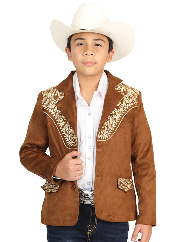 El General Niños' Gamuza Vaquero Bordado Blazer - Beige Bordada Color Beige 45658