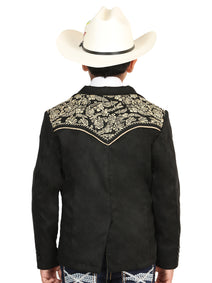 el General Niños' Gamuza Vaquero Bordado Blazer - Negro 45659