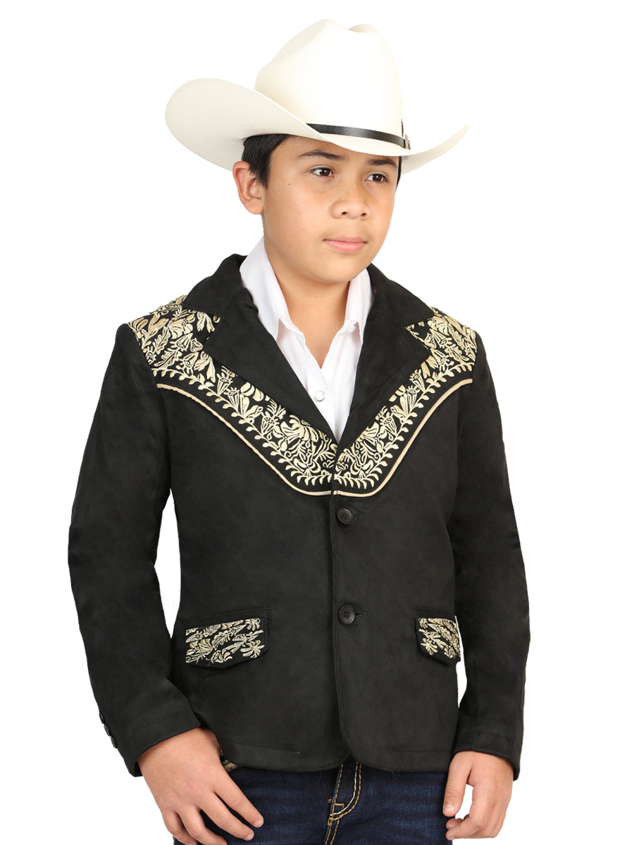 El General Niños' Gamuza Vaquero Bordado Blazer - Negro Bordada Color Negro 45659