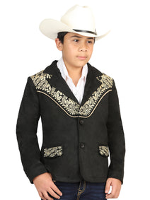 el General Niños' Gamuza Vaquero Bordado Blazer - Negro 45659