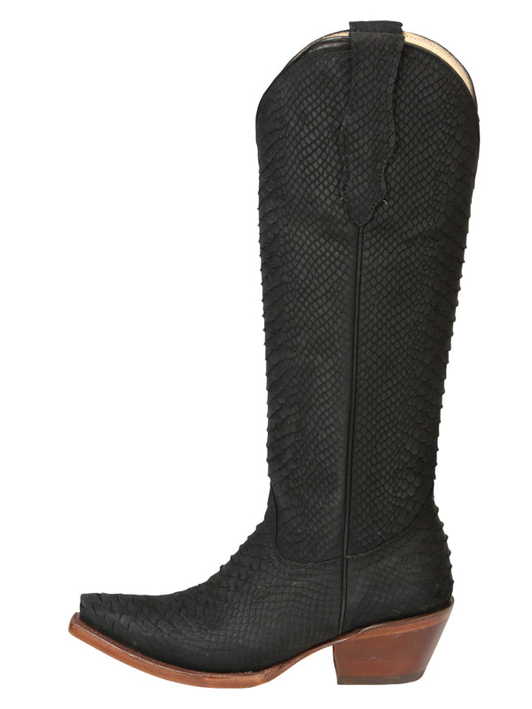 el General Dama Vaquero Botas Pitón Estampado - Negro 45791