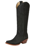 Bota Vaquera Mujer El General Piel Bovino Grabado Pitón Negro - Modelo 45791