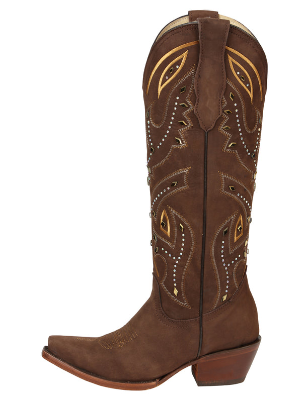 el General Dama Bordado Vaquero Botas - Café 45792