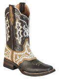 Bota Vaquera Rodeo Hombre El General Piel Crazy Bovino Chocolate - Modelo 51110