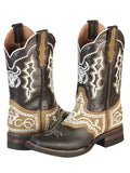 Bota Vaquera Rodeo Hombre El General Piel Crazy Bovino Chocolate - Modelo 51110
