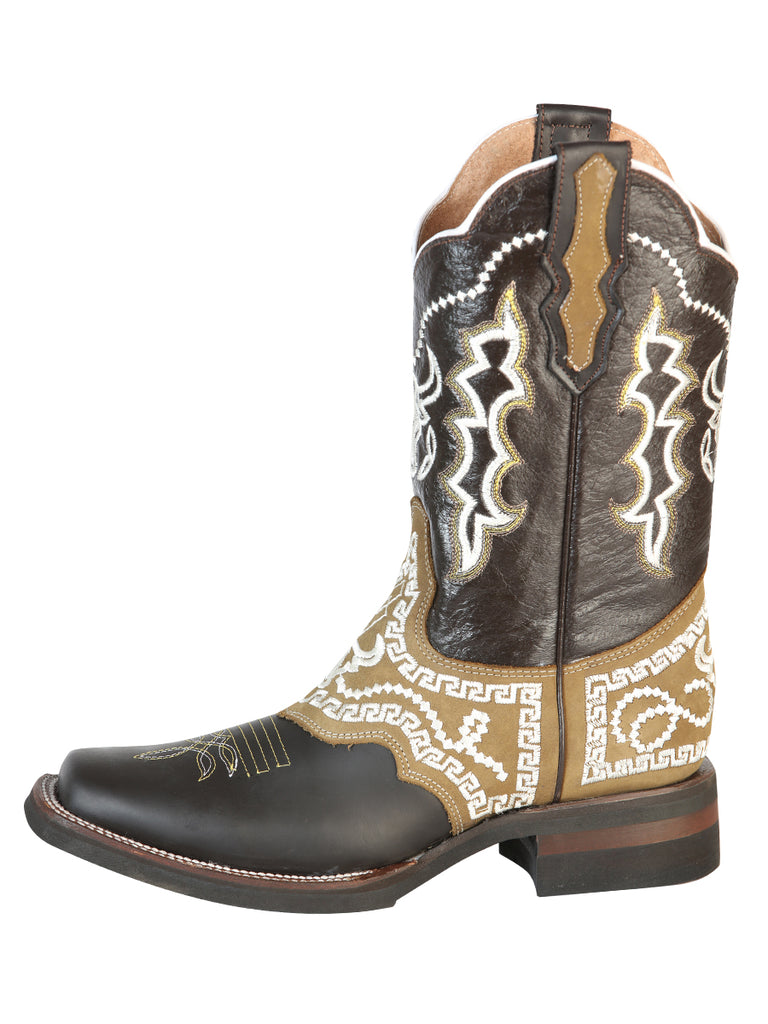 Bota Vaquera de Hombre El General Bordada Rodeo en Piel Crazy Color Chocolate 51110