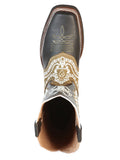 Bota Vaquera Rodeo Hombre El General Piel Crazy Bovino Chocolate - Modelo 51110