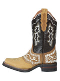 Bota Vaquera Rodeo Hombre El General Piel Olio Nobuck Bovino Miel - Modelo 51111
