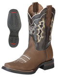 Bota Vaquera Rodeo Hombre El General Piel Nobuck Bovino Camel - Modelo 51113