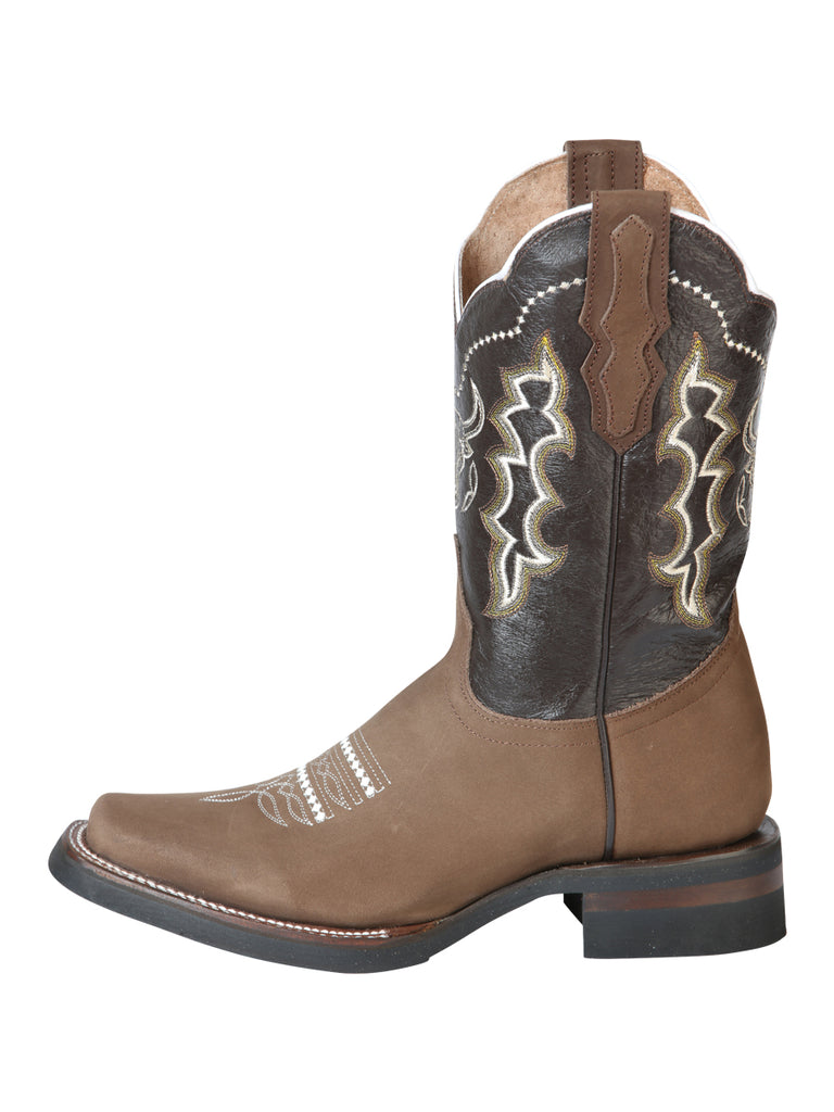 Bota Vaquera de Hombre El General Rodeo en Piel Nobuck Color Camel 51113
